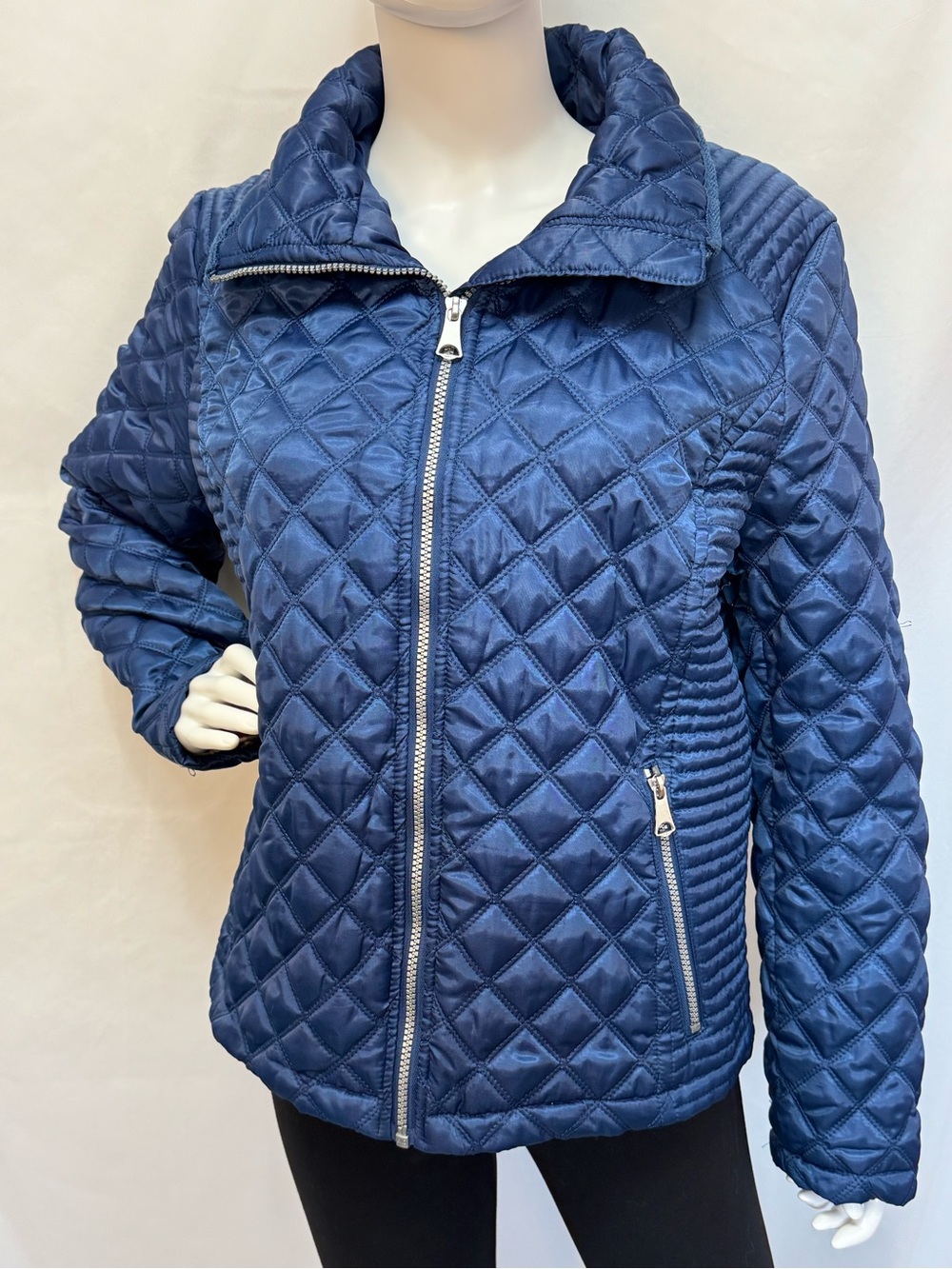 Marc New York Andrew Marc Diamond Quilted Navy Full Zip Up Jacket